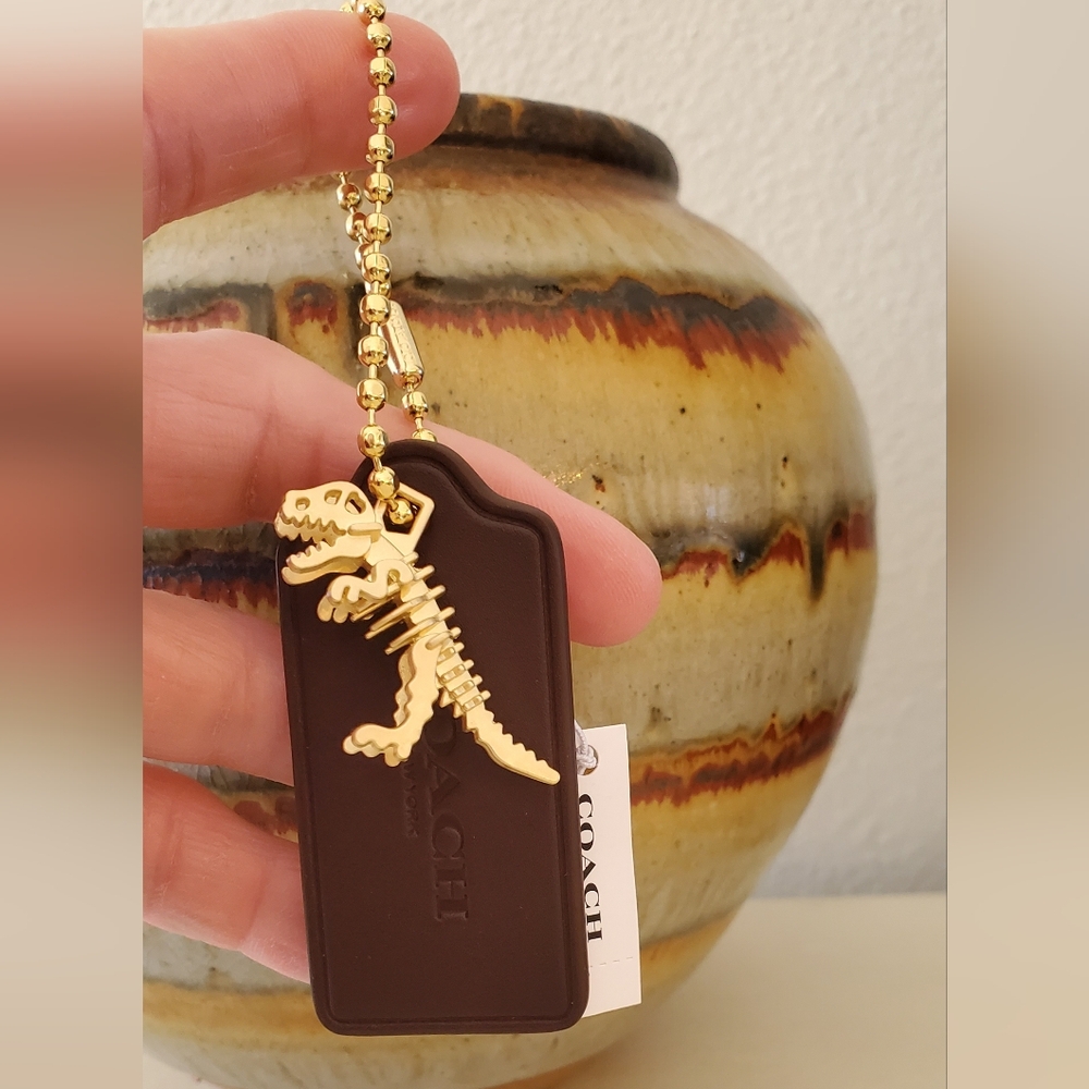 💕Coach Oxblood Replacement Tag with UB Alloy Steel Rexy Charm💕